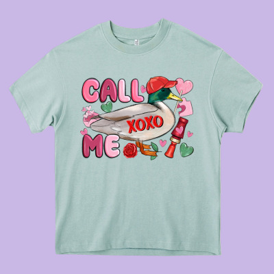 Call Me Valentine Mallard Duck Heavy Core Tee Designed By Maliassmallbusiness