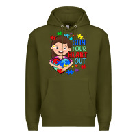 Army Green Stim your heart out Premium Hoodie - FaDigitalArtStudio