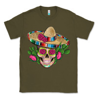 Mexican Skull Sombrero Roses Cactus Serape Classic Tee | Teevron