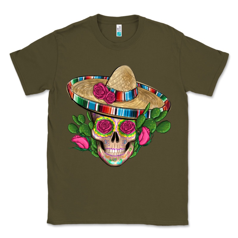Mexican Skull Sombrero Roses Cactus Serape Classic Tee by Artiststas | Teevron