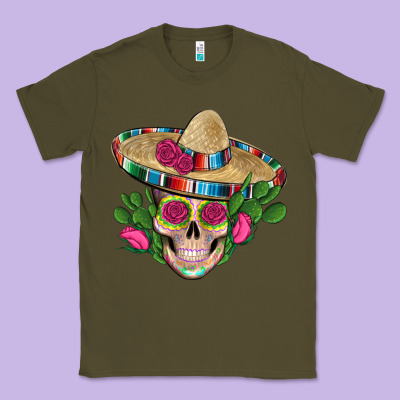 Mexican Skull Sombrero Roses Cactus Serape Classic Tee Designed By Artiststas