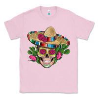 Bubblegum Pink mexican skull sombrero roses cactus serape Classic Tee - Artiststas