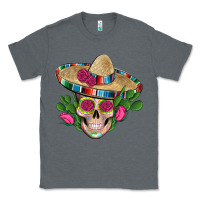 Charcoal Heather mexican skull sombrero roses cactus serape Classic Tee - Artiststas