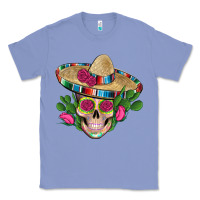 Colony Blue mexican skull sombrero roses cactus serape Classic Tee - Artiststas