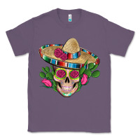 Lavender mexican skull sombrero roses cactus serape Classic Tee - Artiststas