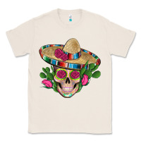 Natural mexican skull sombrero roses cactus serape Classic Tee - Artiststas