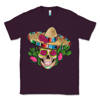 Plum mexican skull sombrero roses cactus serape Classic Tee - Artiststas