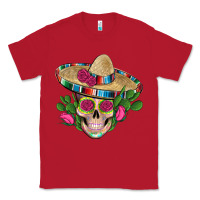 Red mexican skull sombrero roses cactus serape Classic Tee - Artiststas