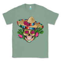 Sage mexican skull sombrero roses cactus serape Classic Tee - Artiststas