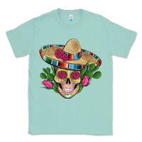 Seafoam mexican skull sombrero roses cactus serape Classic Tee - Artiststas