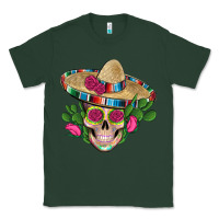 Sports Green mexican skull sombrero roses cactus serape Classic Tee - Artiststas
