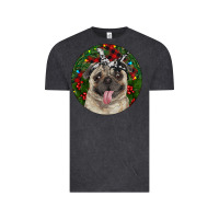Vintage Black Christmas Pug With Buffalo Plaid Vintage Tee - RanaPortraitStore