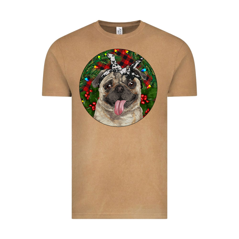 Christmas Pug With Buffalo Plaid Vintage Tee by RanaPortraitStore | Teevron