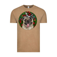 Vintage Coffee Christmas Pug With Buffalo Plaid Vintage Tee - RanaPortraitStore
