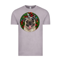 Vintage Zinc Christmas Pug With Buffalo Plaid Vintage Tee - RanaPortraitStore