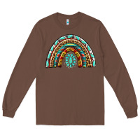 Chestnut Western Rainbow with Leopard and Gemstone Long Sleeve Tee - texasbilliewilder