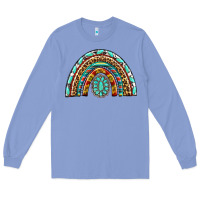 Colony Blue Western Rainbow with Leopard and Gemstone Long Sleeve Tee - texasbilliewilder