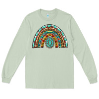 Matcha Western Rainbow with Leopard and Gemstone Long Sleeve Tee - texasbilliewilder