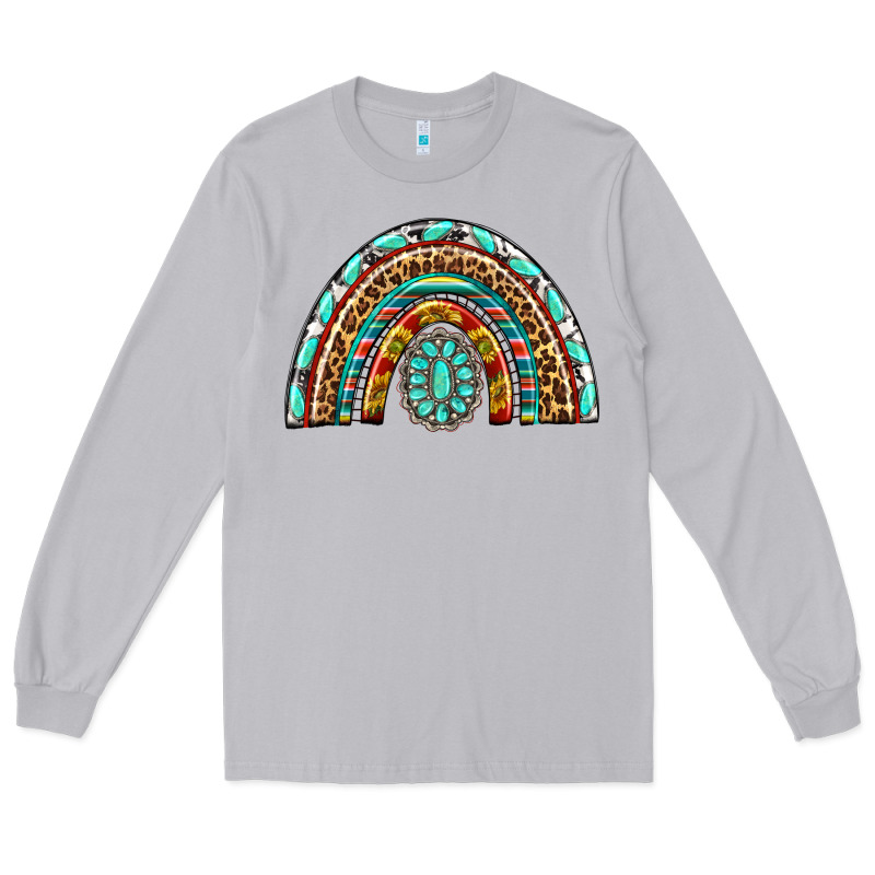 Western Rainbow With Leopard And Gemstone Long Sleeve Tee by texasbilliewilder | Teevron