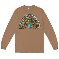 Toasted Coconut Western Rainbow with Leopard and Gemstone Long Sleeve Tee - texasbilliewilder