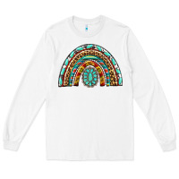 White Western Rainbow with Leopard and Gemstone Long Sleeve Tee - texasbilliewilder