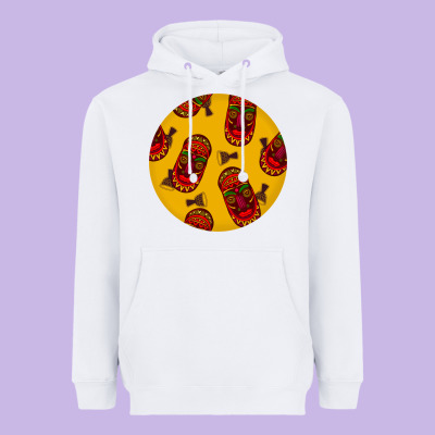 African Masks Round Earrings 5 Heavyweight Hoodie Designed By Bundleandbundleshop