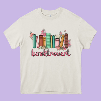 Booktrovert Heavy Core Tee Designed By Maliassmallbusiness