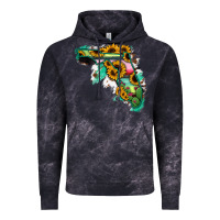 Cloud Black Florida Map with Sunflower and Serape Cactus Vintage Hoodie - Bettercallsaul