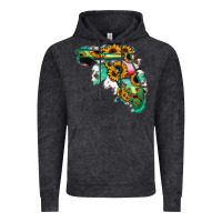 Vintage Black Florida Map with Sunflower and Serape Cactus Vintage Hoodie - Bettercallsaul