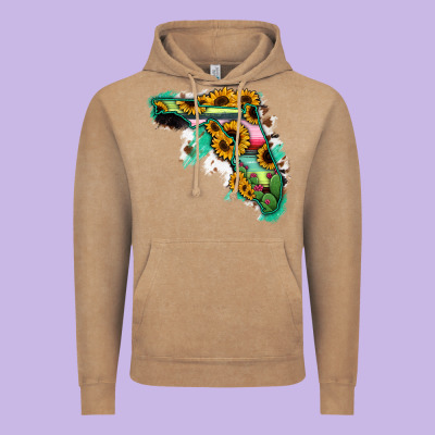 Florida Map With Sunflower And Serape Cactus Vintage Hoodie Designed By Bettercallsaul