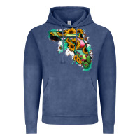 Vintage Denim Florida Map with Sunflower and Serape Cactus Vintage Hoodie - Bettercallsaul