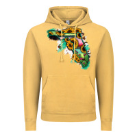 Vintage Mustard Florida Map with Sunflower and Serape Cactus Vintage Hoodie - Bettercallsaul
