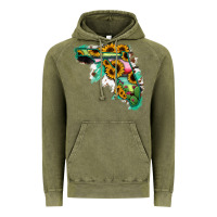 Vintage Olive Florida Map with Sunflower and Serape Cactus Vintage Hoodie - Bettercallsaul