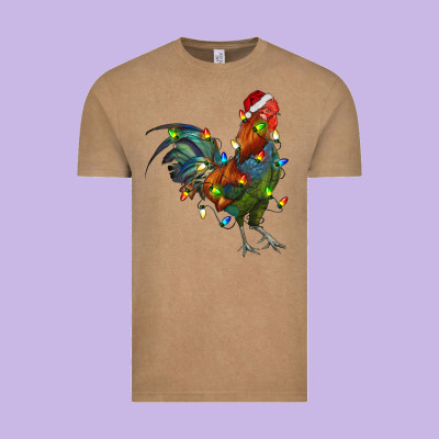 Christmas Lights Rooster Vintage Tee Designed By Ranaportraitstore