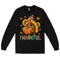 Black Thankful Turkey Long Sleeve Tee - texasbilliewilder