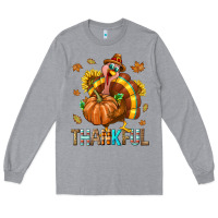 Heather Grey Thankful Turkey Long Sleeve Tee - texasbilliewilder