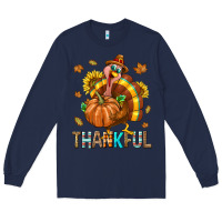 Navy Thankful Turkey Long Sleeve Tee - texasbilliewilder