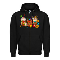 Black Teacher Coffee Cups Zipper Hoodie - FaDigitalArtStudio