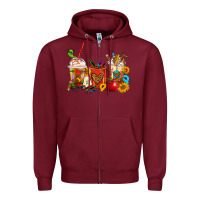 Burgundy Teacher Coffee Cups Zipper Hoodie - FaDigitalArtStudio