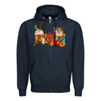 Navy Teacher Coffee Cups Zipper Hoodie - FaDigitalArtStudio