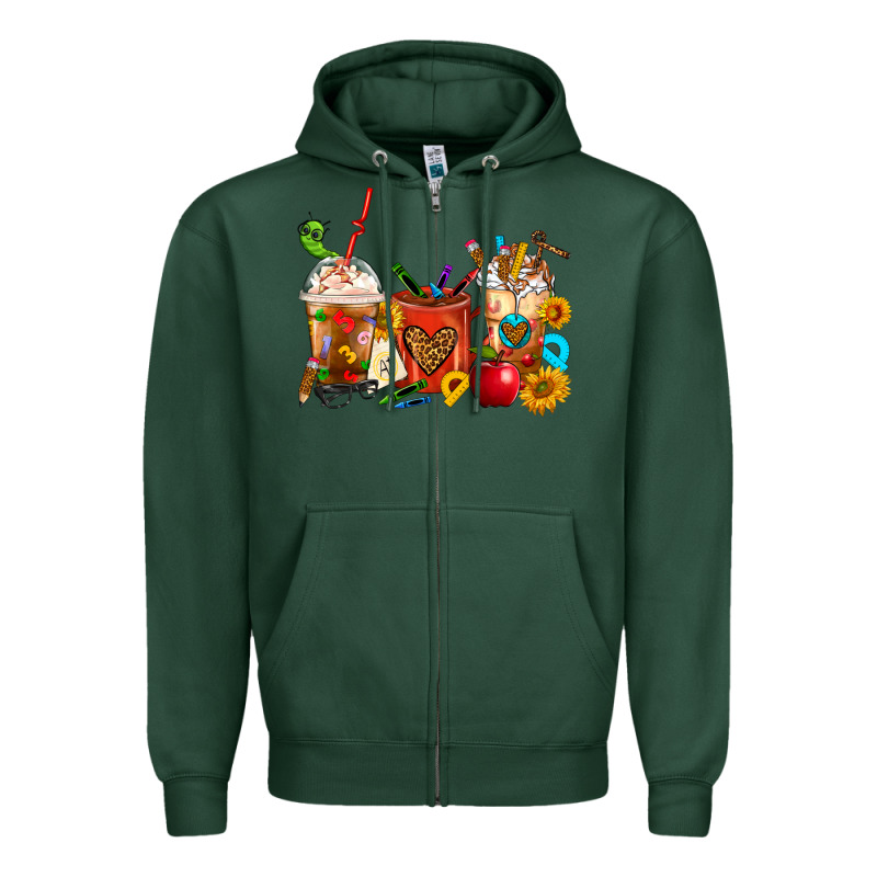 Teacher Coffee Cups Zipper Hoodie by FaDigitalArtStudio | Teevron