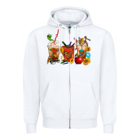 White Teacher Coffee Cups Zipper Hoodie - FaDigitalArtStudio