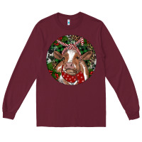 Burgundy Brown Cow Christmas Long Sleeve Tee - RanaPortraitStore