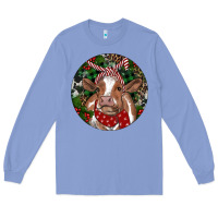 Colony Blue Brown Cow Christmas Long Sleeve Tee - RanaPortraitStore