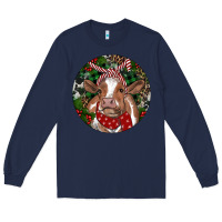 Navy Brown Cow Christmas Long Sleeve Tee - RanaPortraitStore