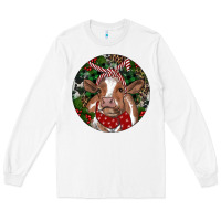 White Brown Cow Christmas Long Sleeve Tee - RanaPortraitStore