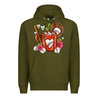 Army Green Baseball Coffee cup Premium Hoodie - FaDigitalArtStudio
