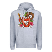 Heather Grey Baseball Coffee cup Premium Hoodie - FaDigitalArtStudio