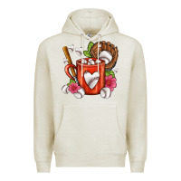 Oatmeal Heather Baseball Coffee cup Premium Hoodie - FaDigitalArtStudio