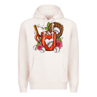 Pale Pink Baseball Coffee cup Premium Hoodie - FaDigitalArtStudio